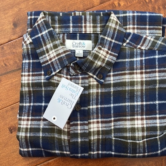 NWT Men's Croft & Barrow Plaid Flannel Casual 
Button-Down Shirt Size S - Picture 4 of 4